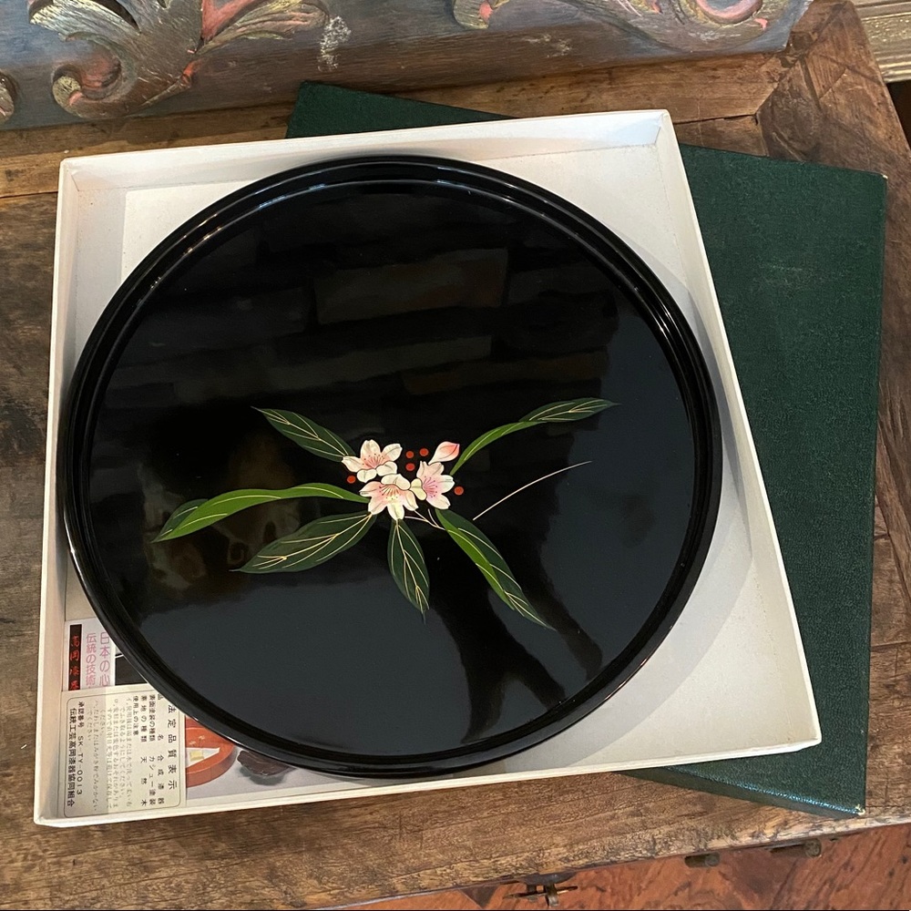 Mother of Pearl Inlaid, Lacquer Serving Tray